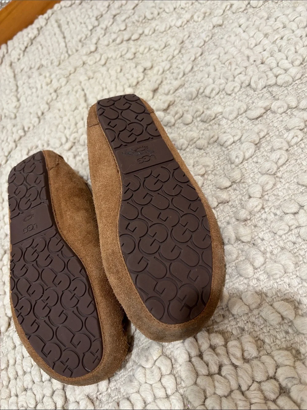 UGG Brown Suede Moccasin Slippers with Shearling